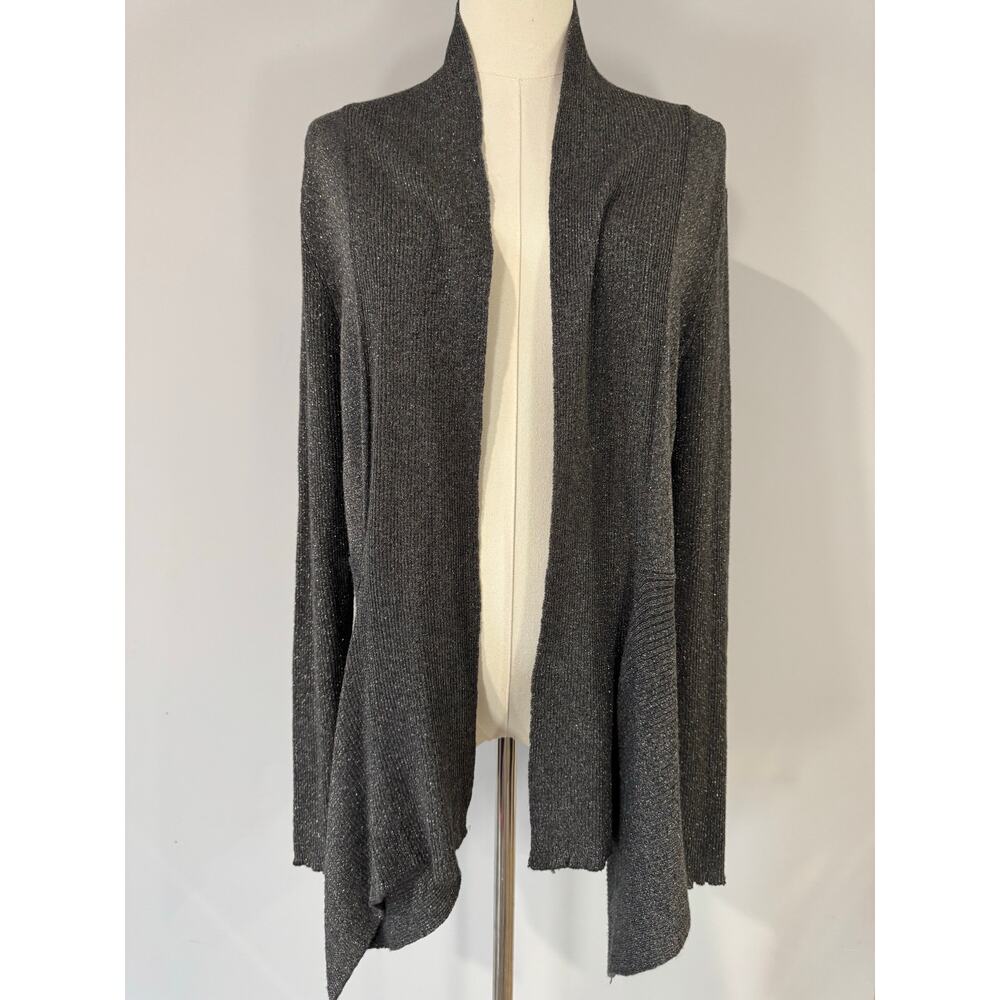 Verve Ami Sparkle Gray Open Cardigan Size L – High-Low Longline Knit